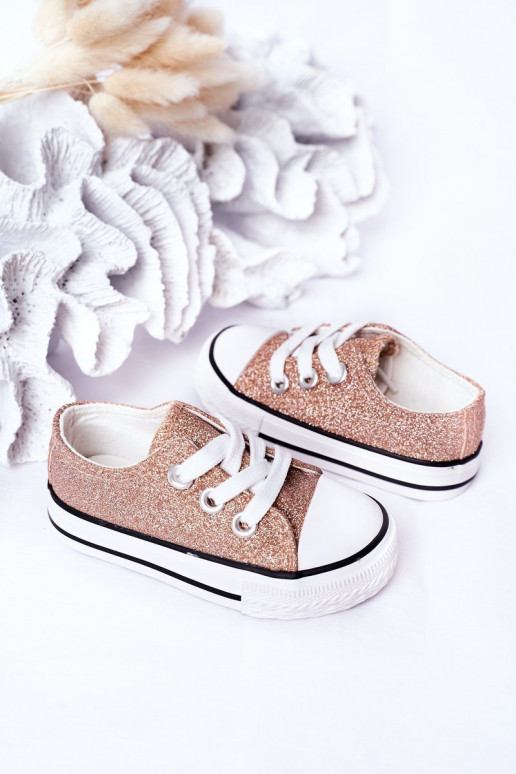 Children's Glitter Sneakers Rose Gold Bling-Bling