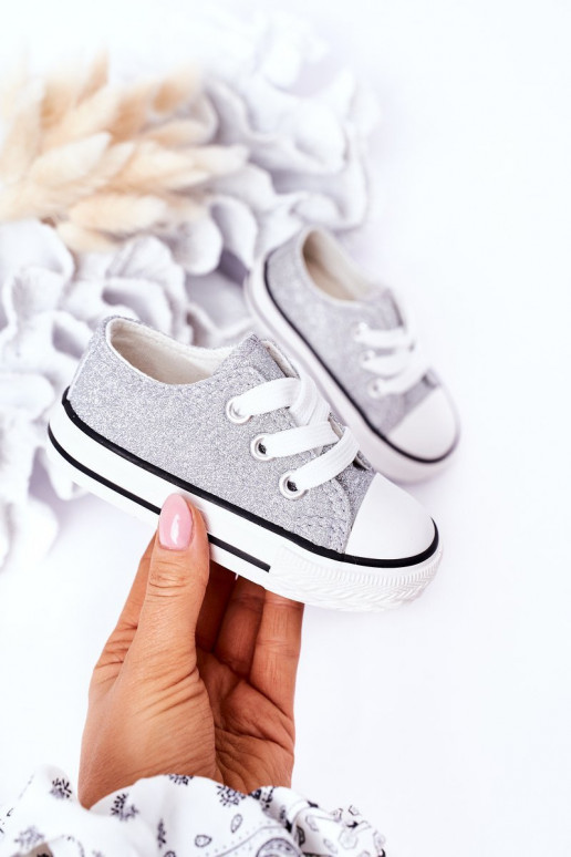 Children's Glitter Sneakers Silver Bling-Bling