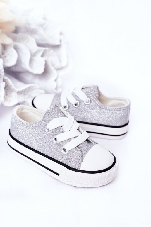 Children's Glitter Sneakers Silver Bling-Bling