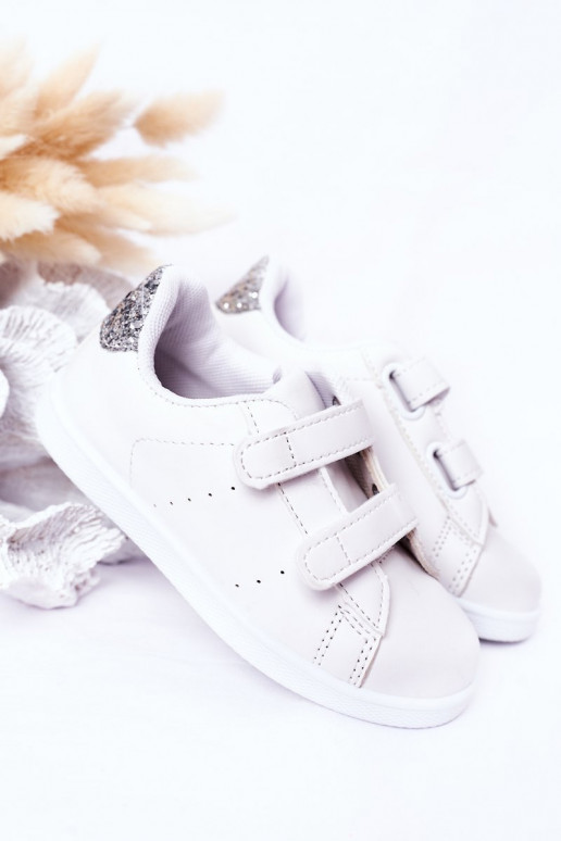 Children's Sneakers With Velcro White-Silver Cute Girl Children's Sneakers With Velcro White-Silver Cute Girl