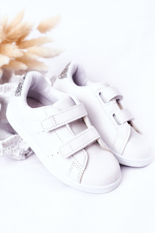 Children's Sneakers With Velcro White-Silver Cute Girl Children's Sneakers With Velcro White-Silver Cute Girl