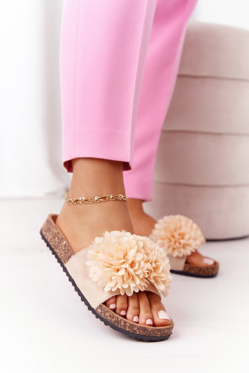Slippers On The Cork Sole Beige Flowerbomb 2