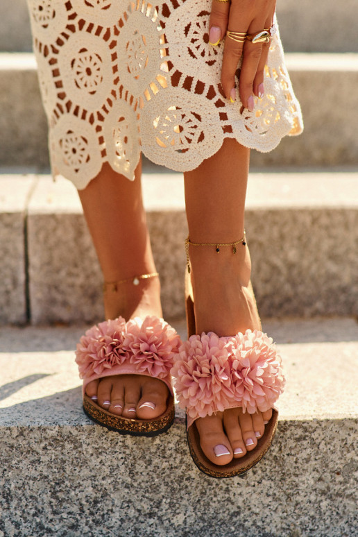 Slippers On The Cork Sole Pink Flowerbomb Slippers On The Cork Sole Pink Flowerbomb
