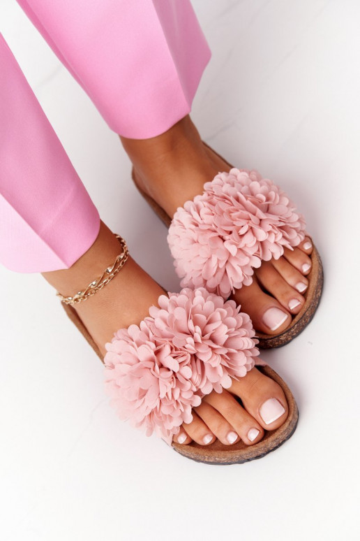 Slippers On The Cork Sole Pink Flowerbomb Slippers On The Cork Sole Pink Flowerbomb