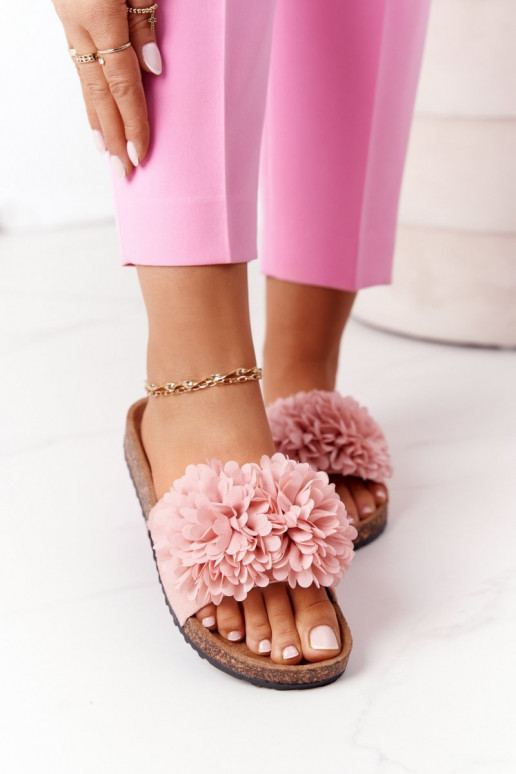 Slippers On The Cork Sole Pink Flowerbomb Slippers On The Cork Sole Pink Flowerbomb