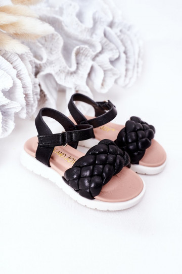 Children's Braided Sandals Black Adella 2