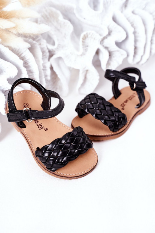 Children's Braided Sandals Black Bailly