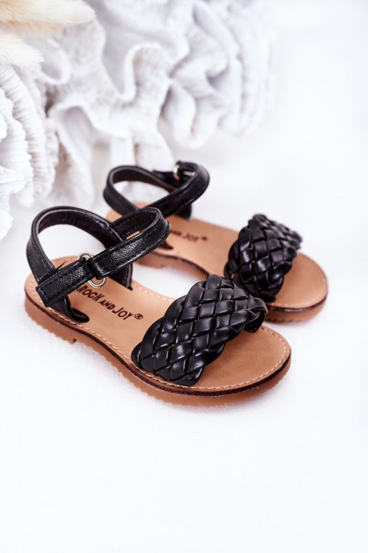 Children's Braided Sandals Black Bailly