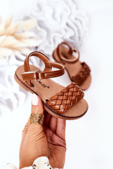 Children's Braided Sandals Camel Bailly 2
