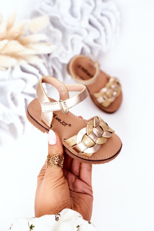 Children's Sandals With Snake Pattern Gold Baxlee Children's Sandals With Snake Pattern Gold Baxlee