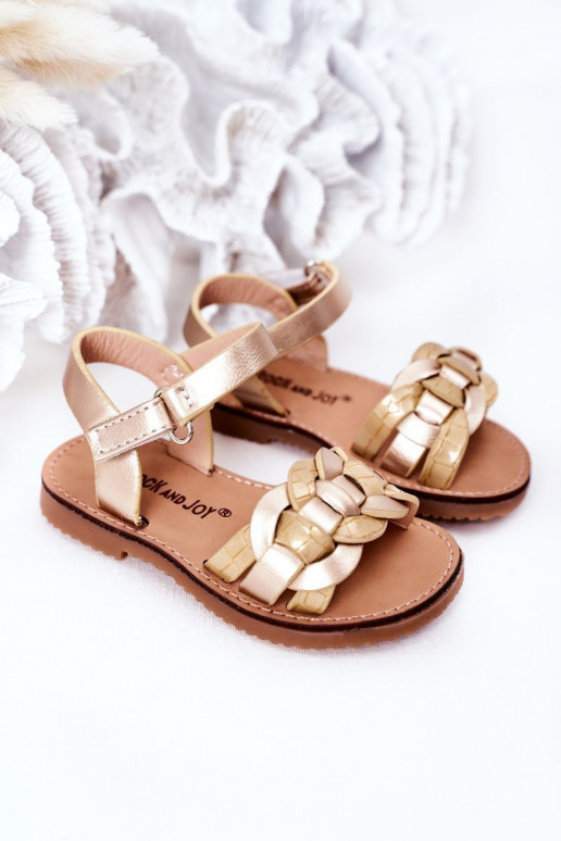 Children's Sandals With Snake Pattern Gold Baxlee Children's Sandals With Snake Pattern Gold Baxlee