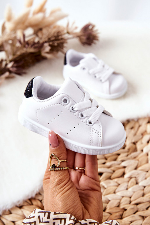 Children's Sneakers White-Black Glossy Children's Sneakers White-Black Glossy