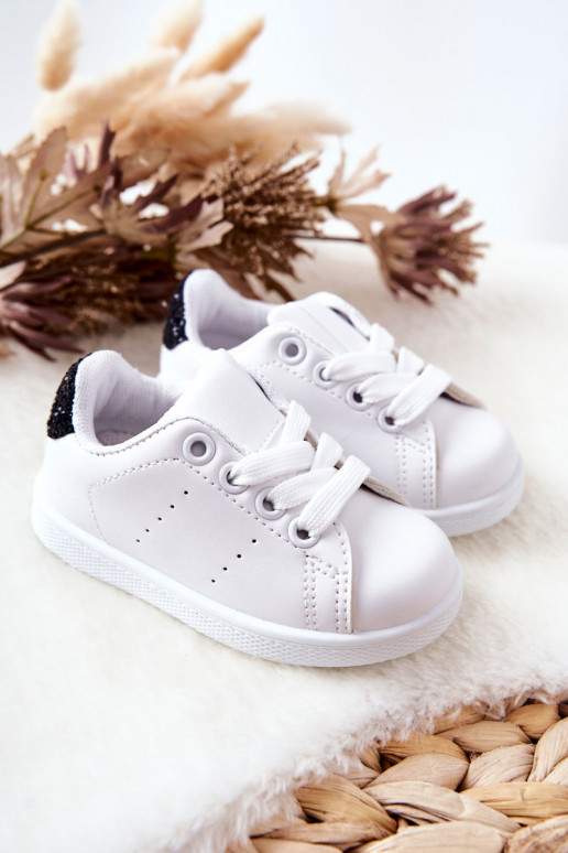 Children's Sneakers White-Black Glossy Children's Sneakers White-Black Glossy