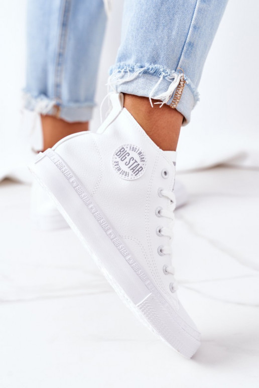 Women's Leather High Sneakers Big Star GG274016 White