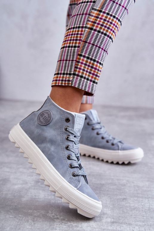 Women's Leather Warm Sneakers Big Star EE274115 Light Blue Women's Leather Warm Sneakers Big Star EE274115 Light Blue