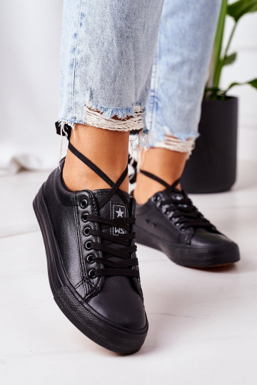 Women's Leather Sneakers Black Mega 2