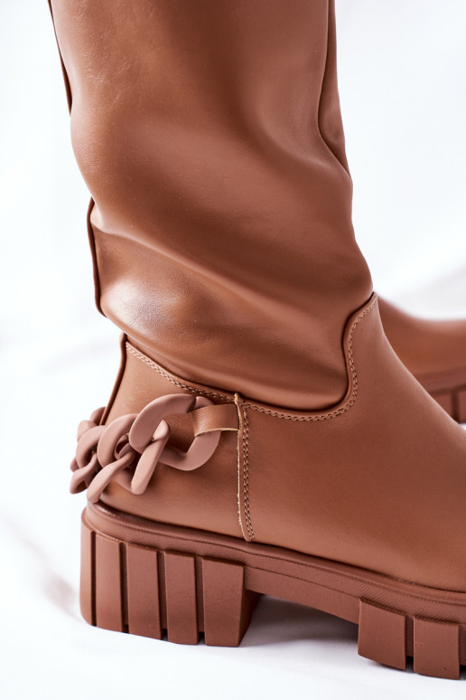 High black boots with chain BrownTeardown