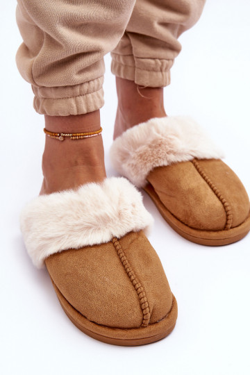 Women's Slippers With Fur Camel Pinky 2