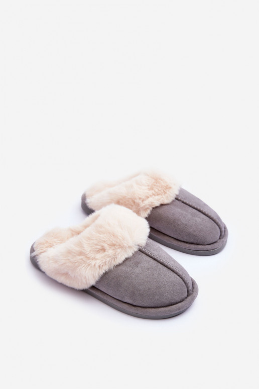 Women's Slippers With Fur Grey Pinky Women's Slippers With Fur Grey Pinky