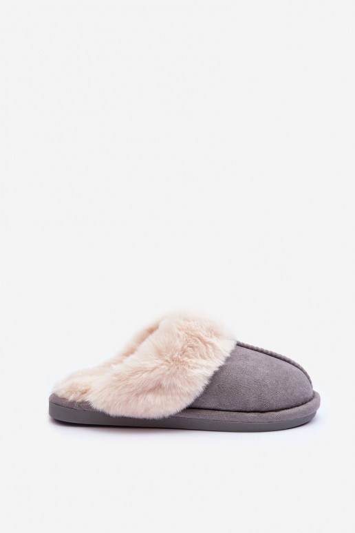 Women's Slippers With Fur Grey Pinky Women's Slippers With Fur Grey Pinky