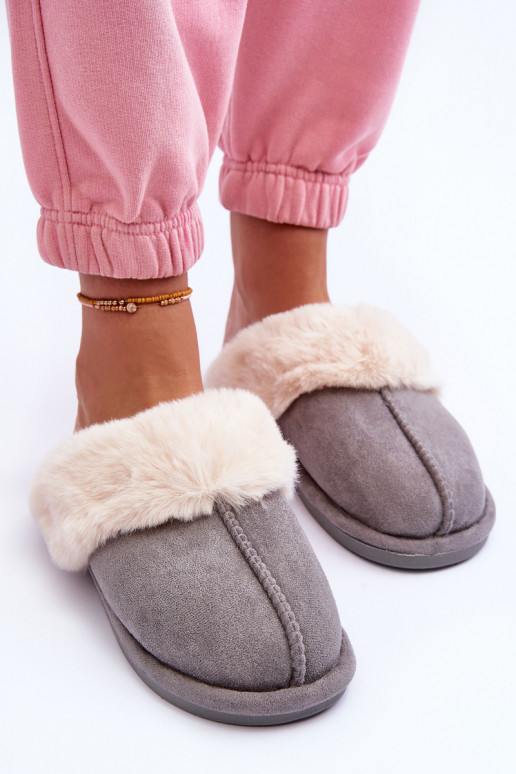 Women's Slippers With Fur Grey Pinky Women's Slippers With Fur Grey Pinky