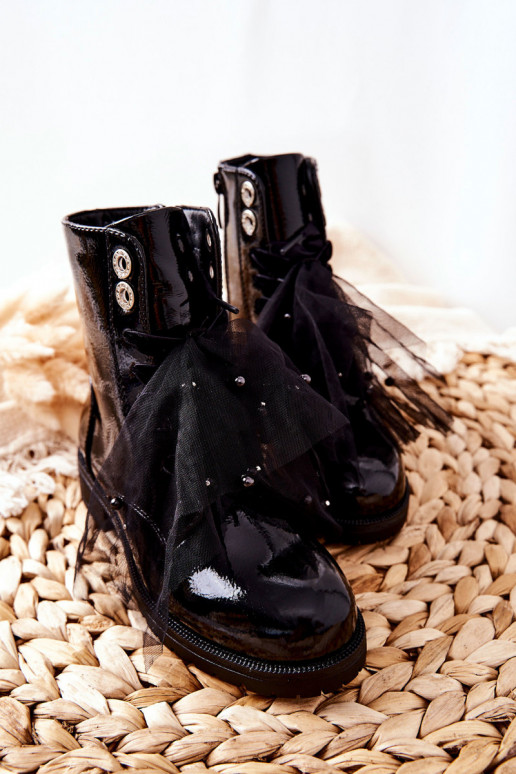 Children's Boots Shiny Lacquered Black Semissa