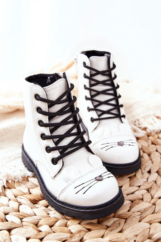 Insulated Worker Boots with zip White Mousie