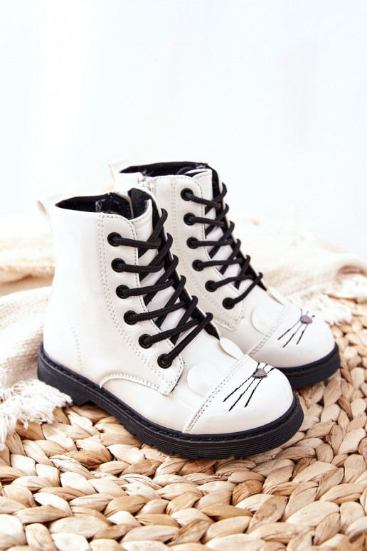 Insulated Worker Boots with zip White Mousie