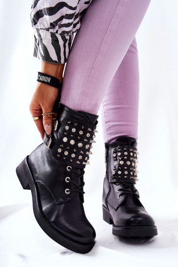 Boots On the zip With Studs Black Laurena 2