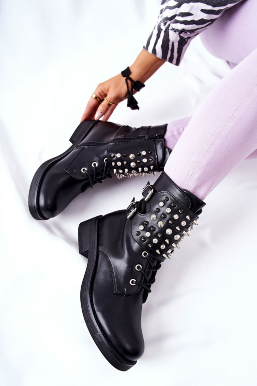 Boots On the zip With Studs Black Laurena