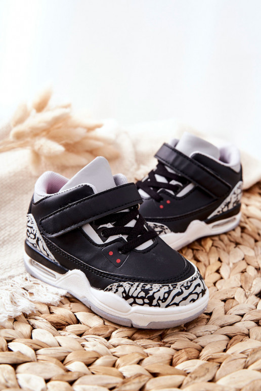 Children's Sport Shoes Black and Red Linen