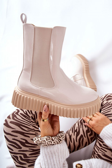 High-top Platform Boots Beige Sereia 2