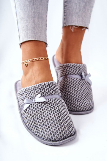 Women's Slippers With Bow Grey Evira 2