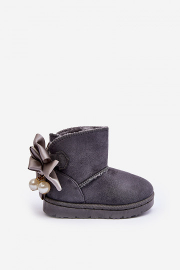Children's Insulated Snow Boots With bow Grey Snowis 2
