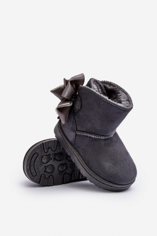 Children's Insulated Snow Boots With bow Grey Snowis