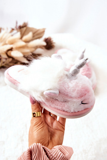 Unicorn Warm-up slippers White and pink Ronee 2