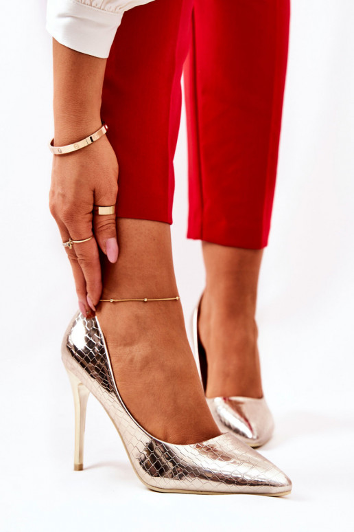 Snake Pattern Stilettos Gold Tissoria Snake Pattern Stilettos Gold Tissoria