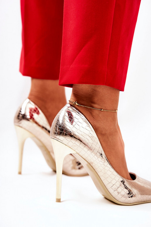 Snake Pattern Stilettos Gold Tissoria Snake Pattern Stilettos Gold Tissoria