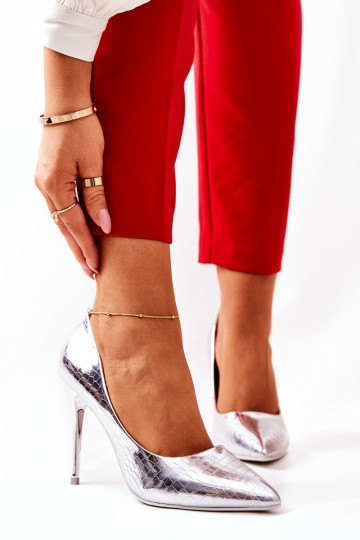 Snake Pattern Stilettos Silver Tissoria