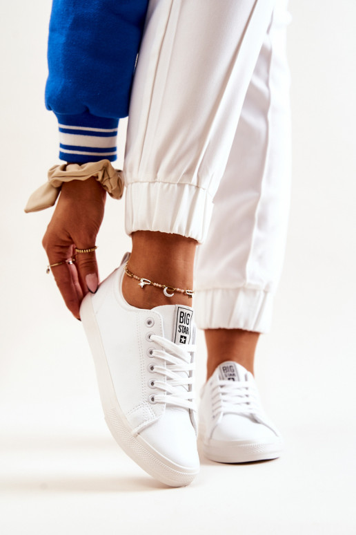 Leather Tennis Shoes Big Star JJ274311 White Leather Tennis Shoes Big Star JJ274311 White