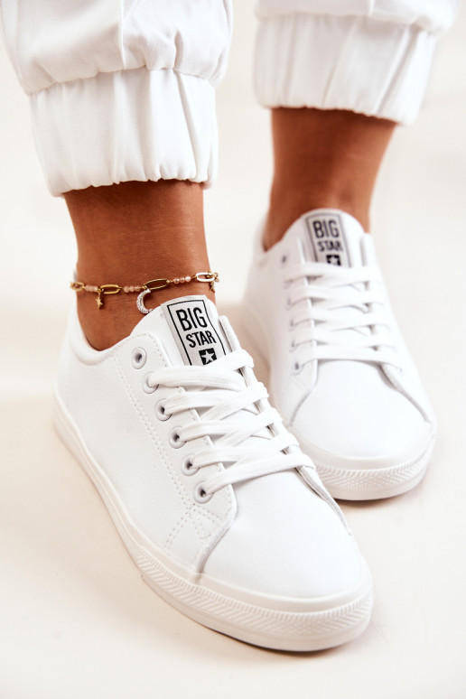 Leather Tennis Shoes Big Star JJ274311 White Leather Tennis Shoes Big Star JJ274311 White