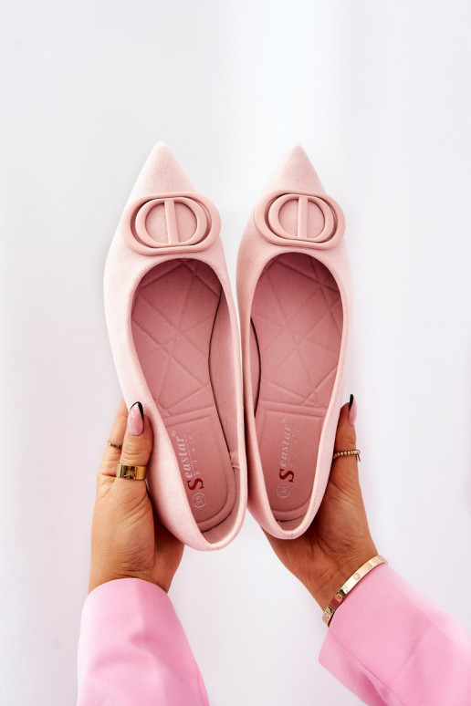 Suede Pointed Ballerinas Light Pink Neriso Suede Pointed Ballerinas Light Pink Neriso