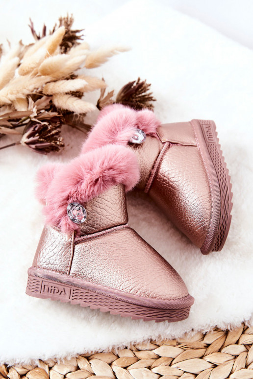 Fleece-lined Snow Boots Pink Bessie Fleece-lined Snow Boots Pink Bessie