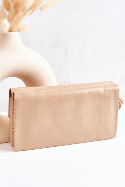 Large Leather Wallet On Zipper Beige Loreaine Large Leather Wallet On Zipper Beige Loreaine