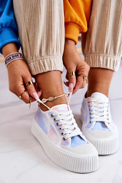 Low Sneakers On Platform Blue-pink Mischa Low Sneakers On Platform Blue-pink Mischa
