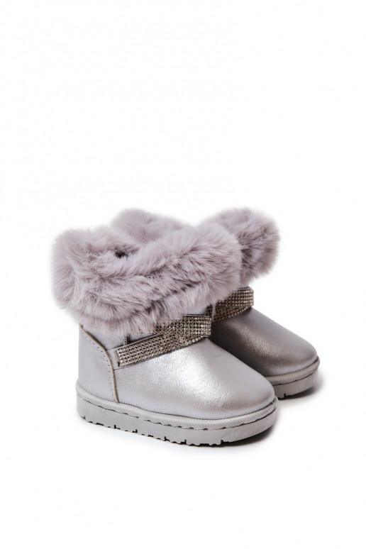 Children's Snow Boots With Cubic Zirconia Silver Hollee Children's Snow Boots With Cubic Zirconia Silver Hollee