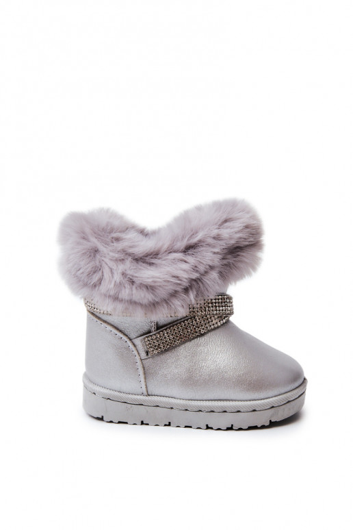 Children's Snow Boots With Cubic Zirconia Silver Hollee Children's Snow Boots With Cubic Zirconia Silver Hollee