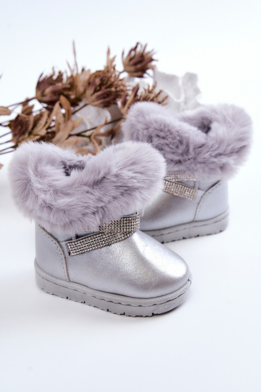 Children's Snow Boots With Cubic Zirconia Silver Hollee Children's Snow Boots With Cubic Zirconia Silver Hollee