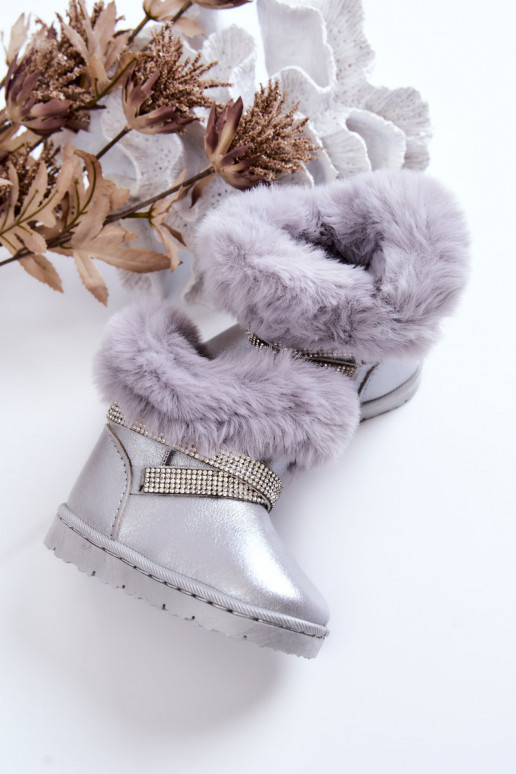 Children's Snow Boots With Cubic Zirconia Silver Hollee Children's Snow Boots With Cubic Zirconia Silver Hollee
