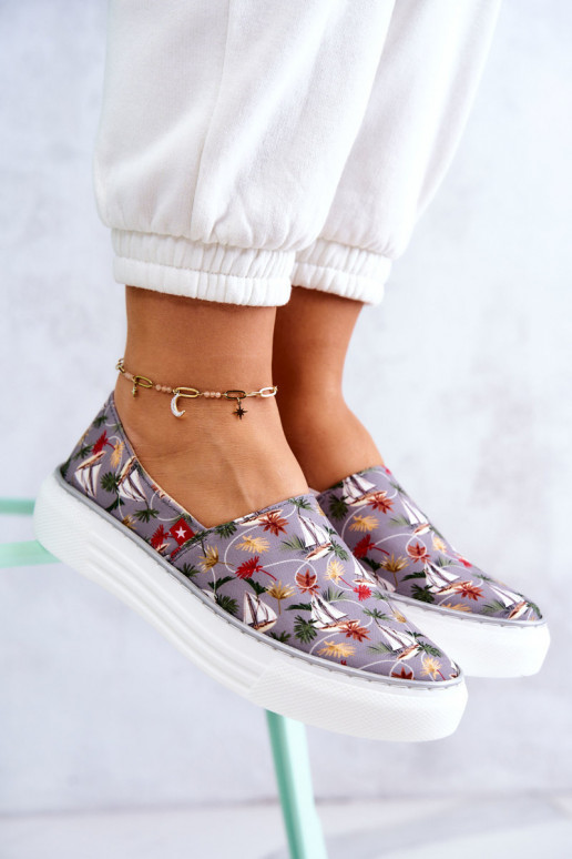 Women's Sneakers Slip On Memory Foam Big Star JJ276015 Grey